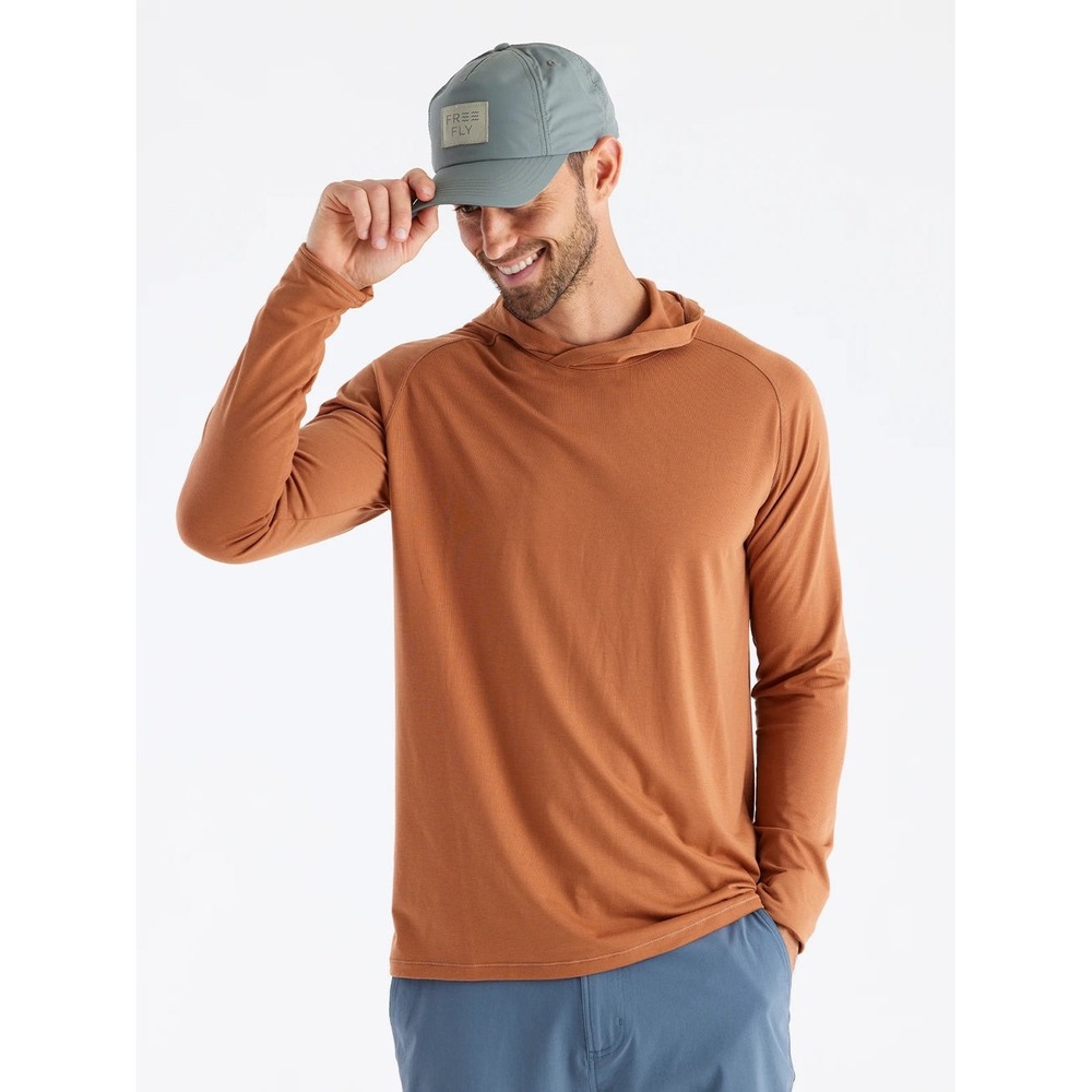 Free Fly Elevate Bamboo Lightweight Hoodie Mens XXL Rust Orange Shirt